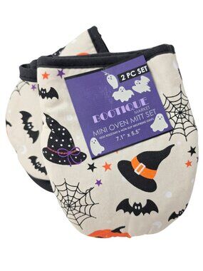 New Bootique Market Halloween Candy Pumpkins Mini Oven Mitts Set Neoprene Grips
